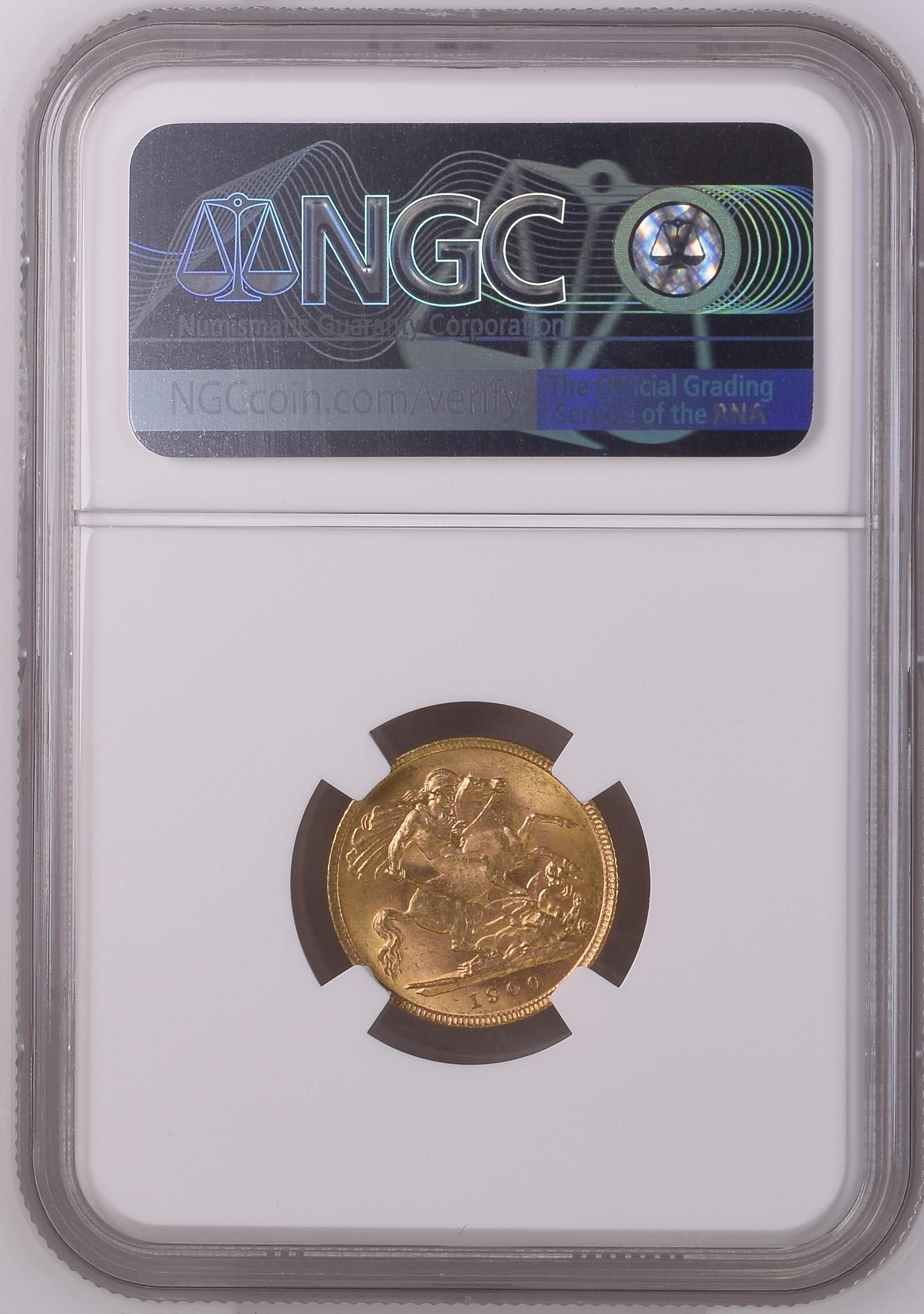 1900年 イギリス ヴィクトリア オールドヘッド 1/2ソブリン金貨 NGC MS63