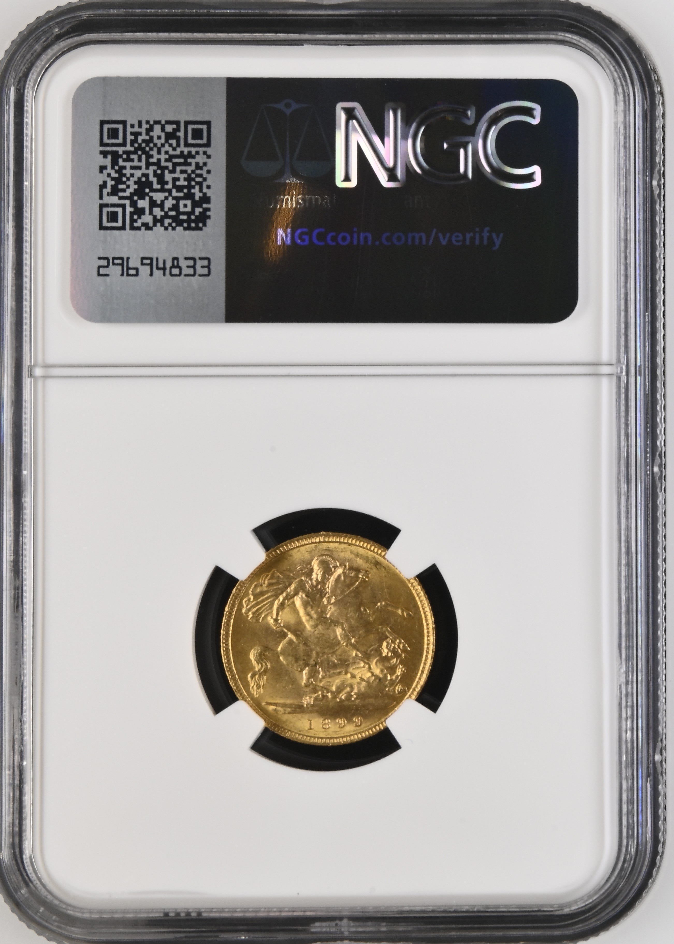 1899年 イギリス ヴィクトリア オールドヘッド 1/2ソブリン金貨 NGC MS63