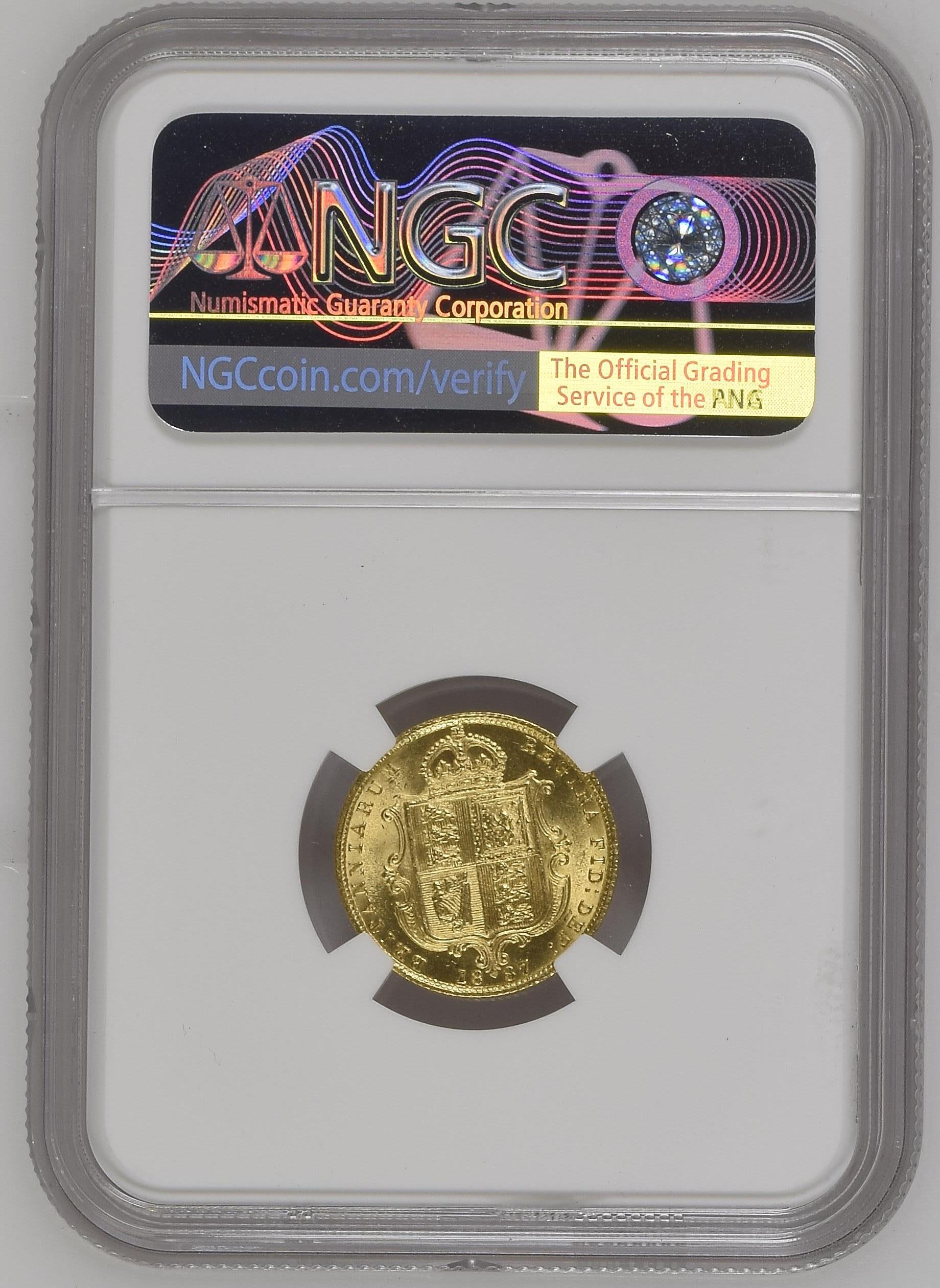 1887年 イギリス ヴィクトリア女王 ジュビリーヘッド 1/2ソブリン金貨 NGC MS65(高鑑定)