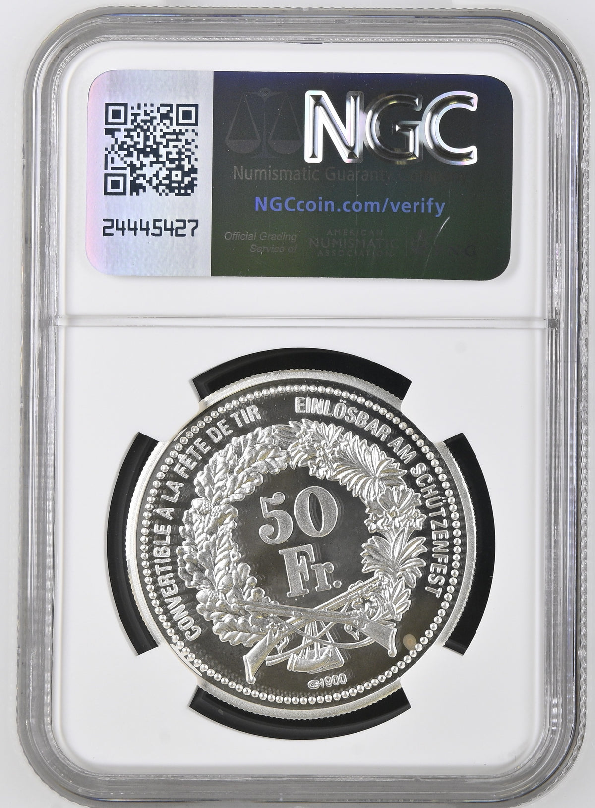 2007年 スイス ルツェルン 射撃祭 50フラン銀貨 NGC PF68 ULTRA CAMEO