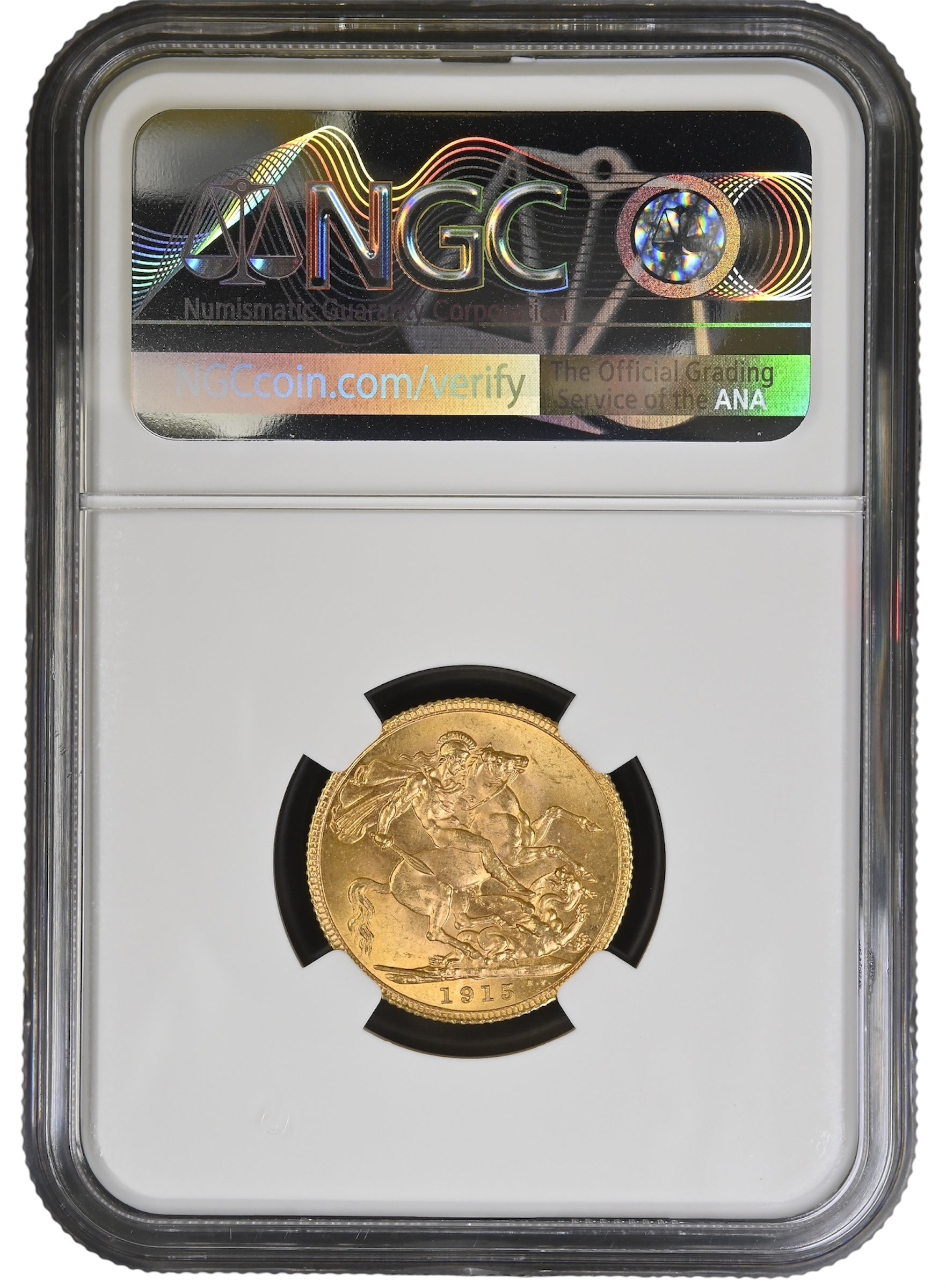 1915年 イギリス ジョージ5世 1ソブリン金貨 NGC MS64