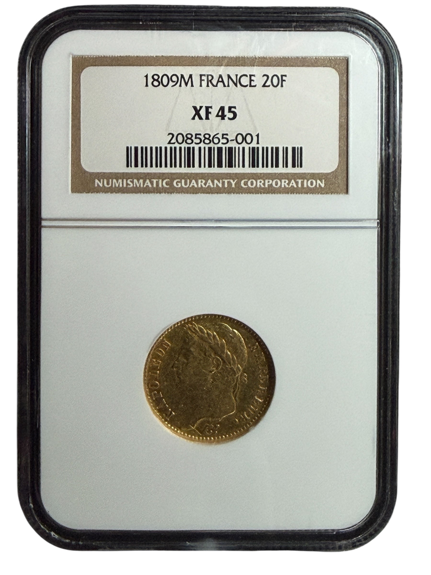 1809M年 フランス ナポレオン1世 (有冠) 20フラン金貨 トゥールーズ造幣局 NGC XF45