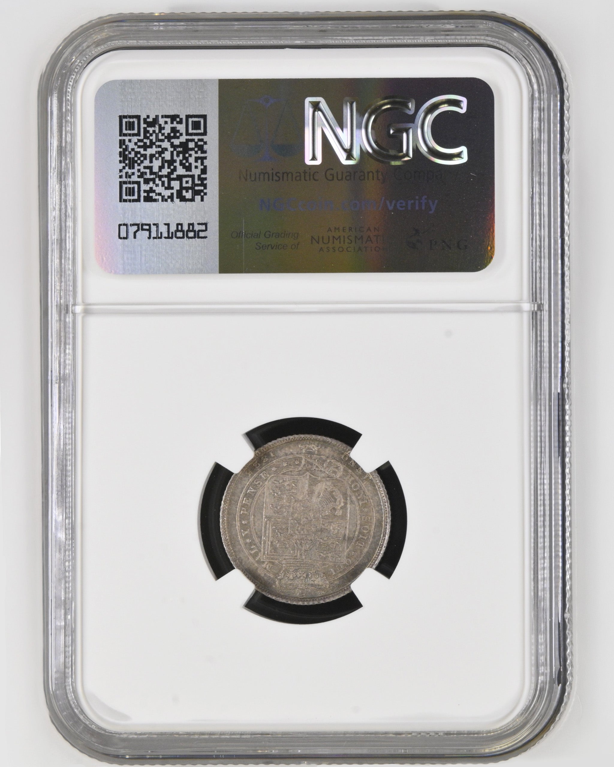 1825年 イギリス ジョージ4世 6ペンス銀貨 NGC MS63