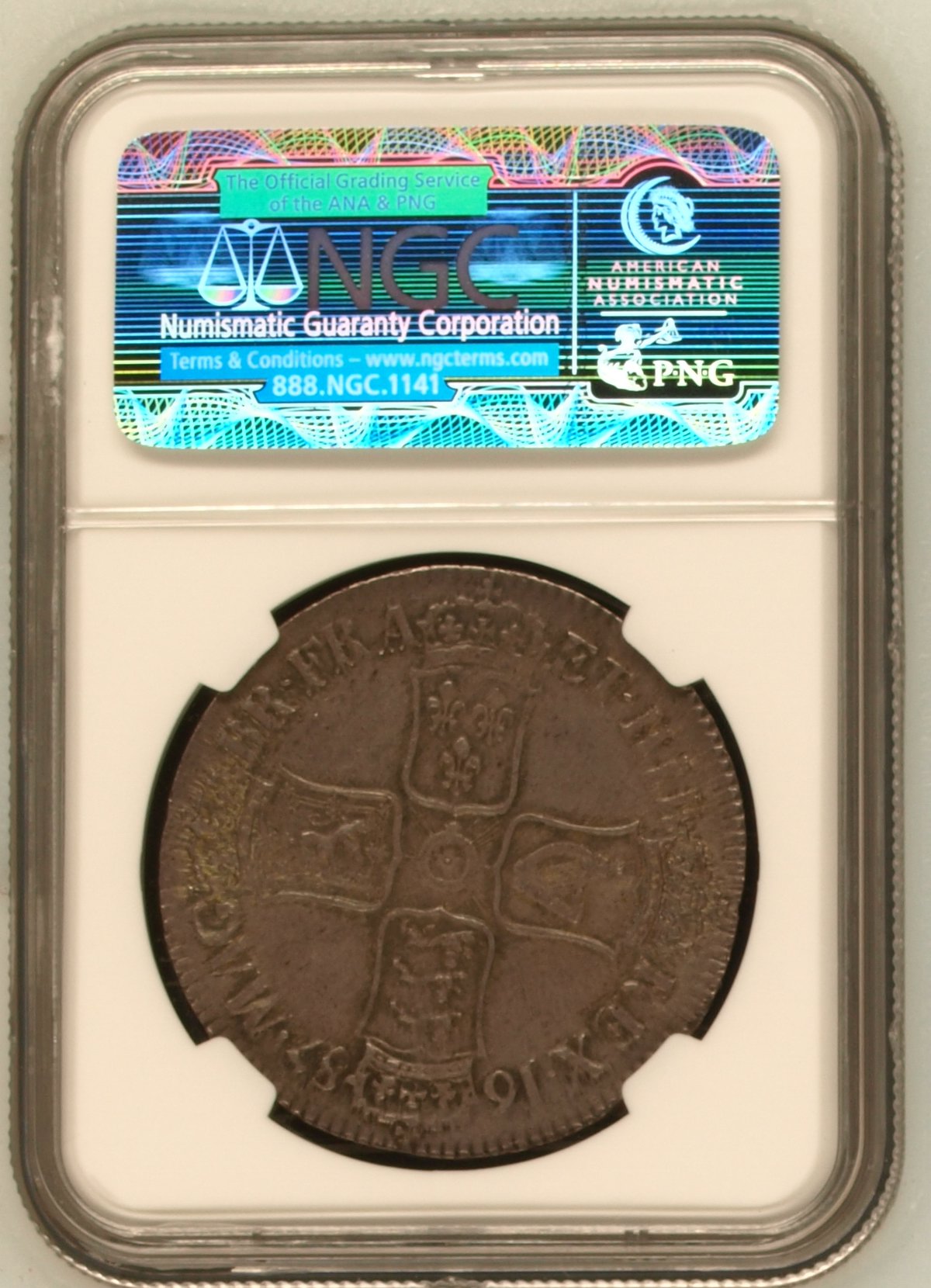 1687年 イギリス ジェームス2世 TERTIO クラウン銀貨 NGC AU58