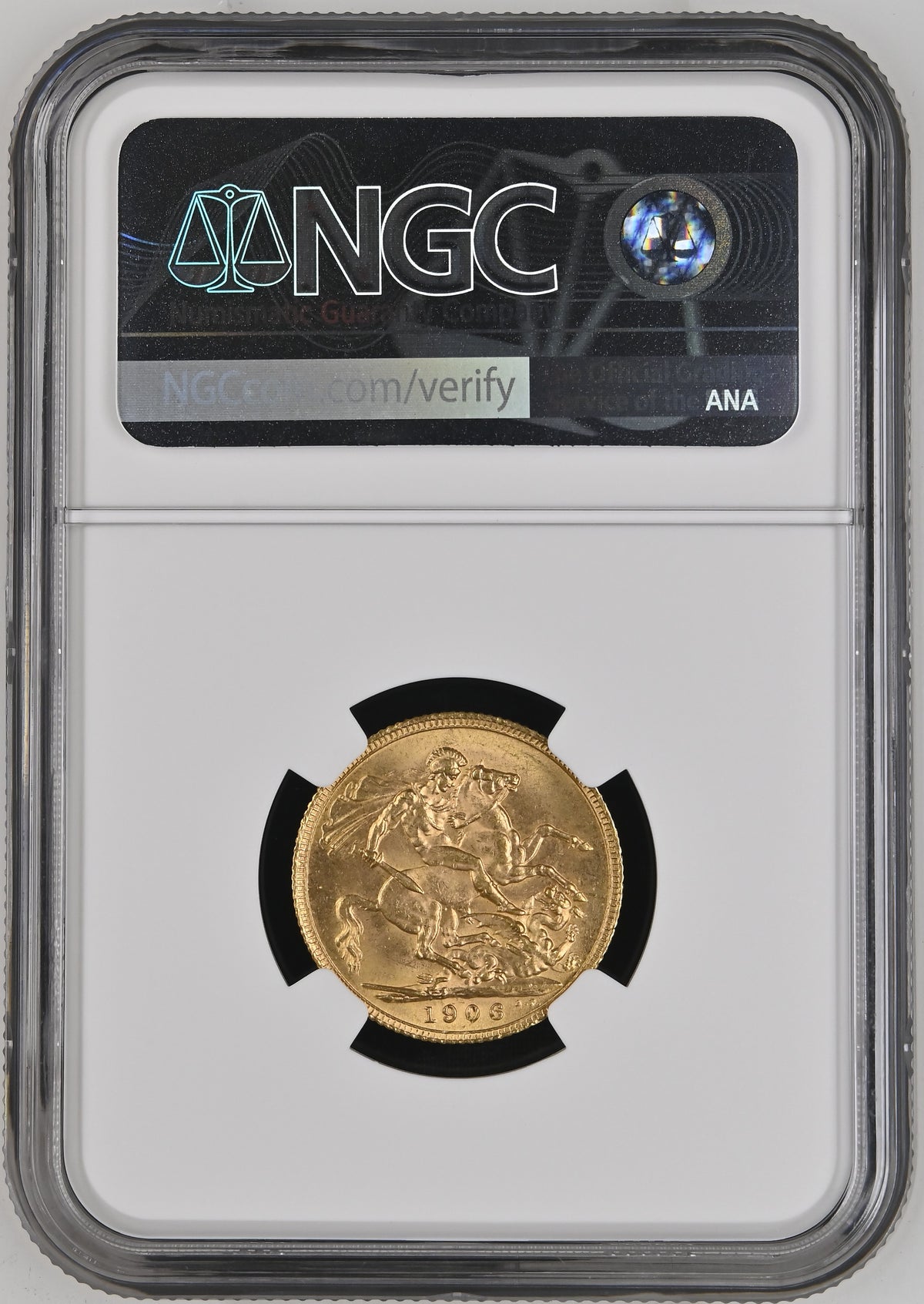 1906年 イギリス エドワード7世 1ソブリン金貨 NGC MS63