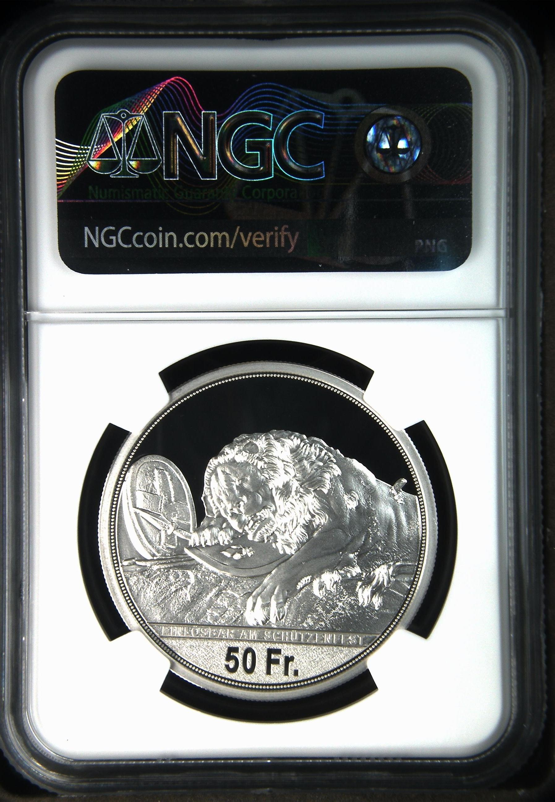 【最高鑑定・Top Pop】2021年 スイス 射撃祭 ルツェルン 50フラン銀貨 NGC PF70 ULTRA CAMEO