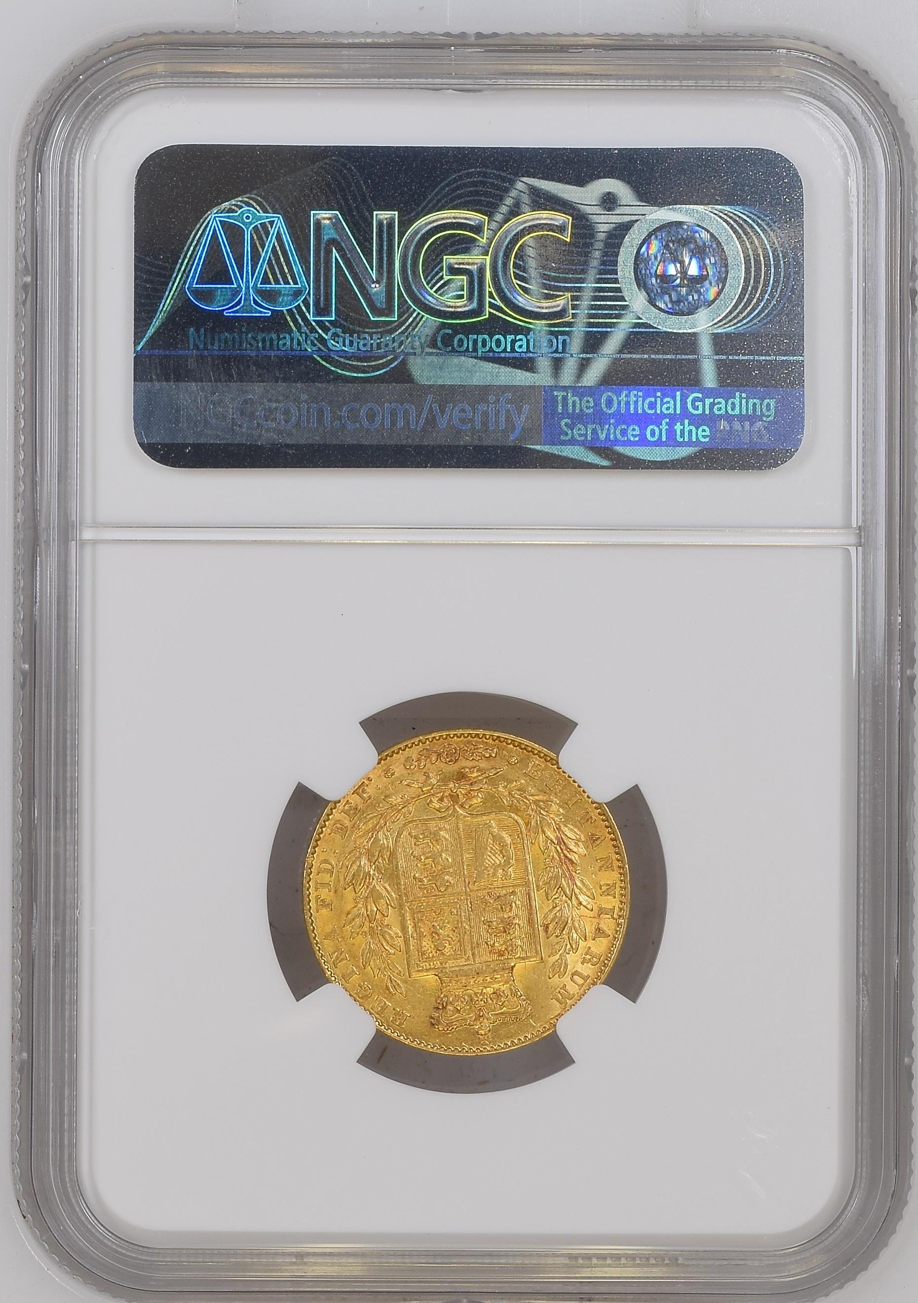 1843/2年 イギリス ヴィクトリア ヤングヘッド 1ソブリン金貨 (3/INV 2) MARSH-26B NGC AU55