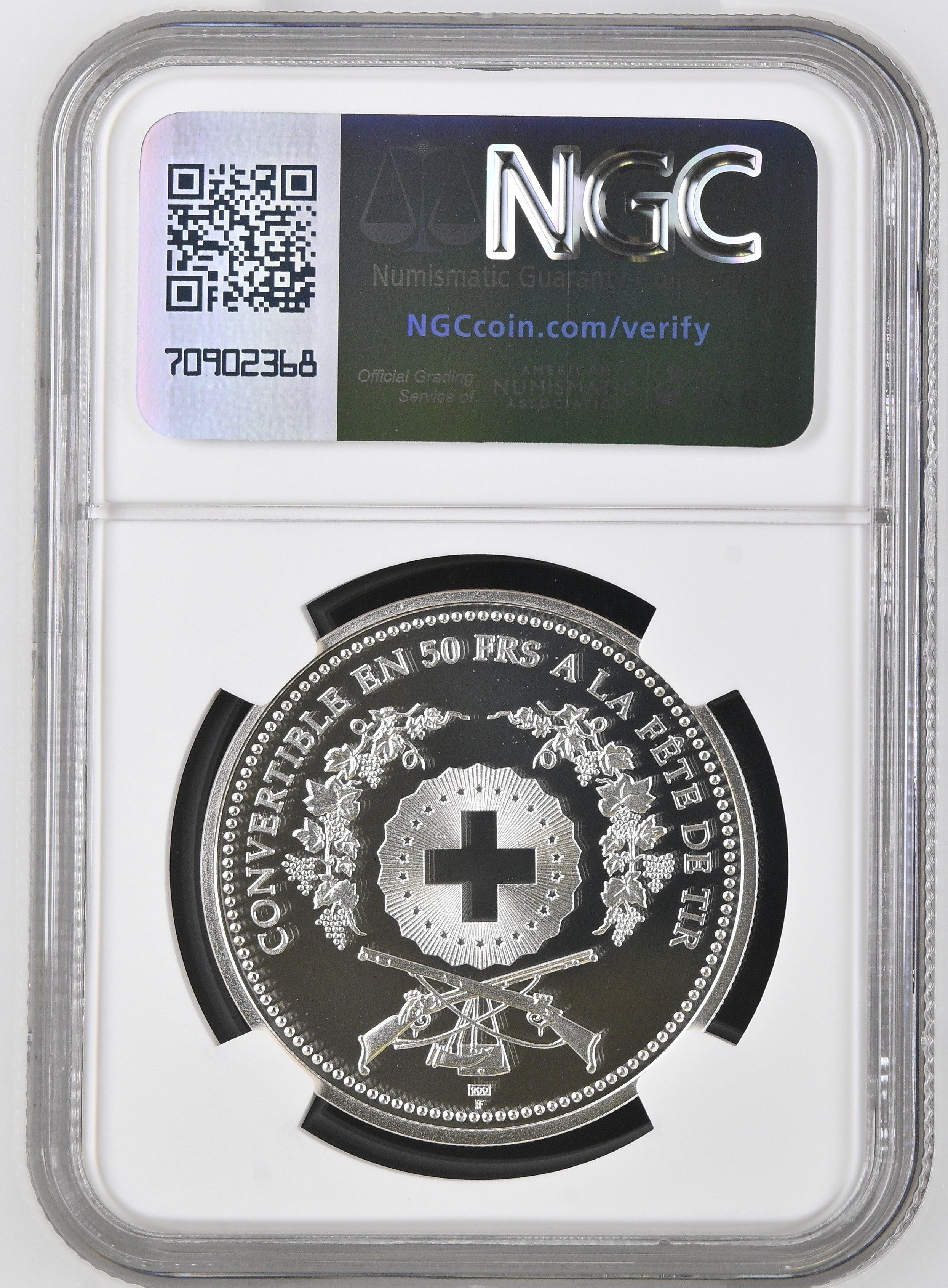 2000年 スイス ビエール 射撃祭 50フラン銀貨 NGC PF69 UCAM