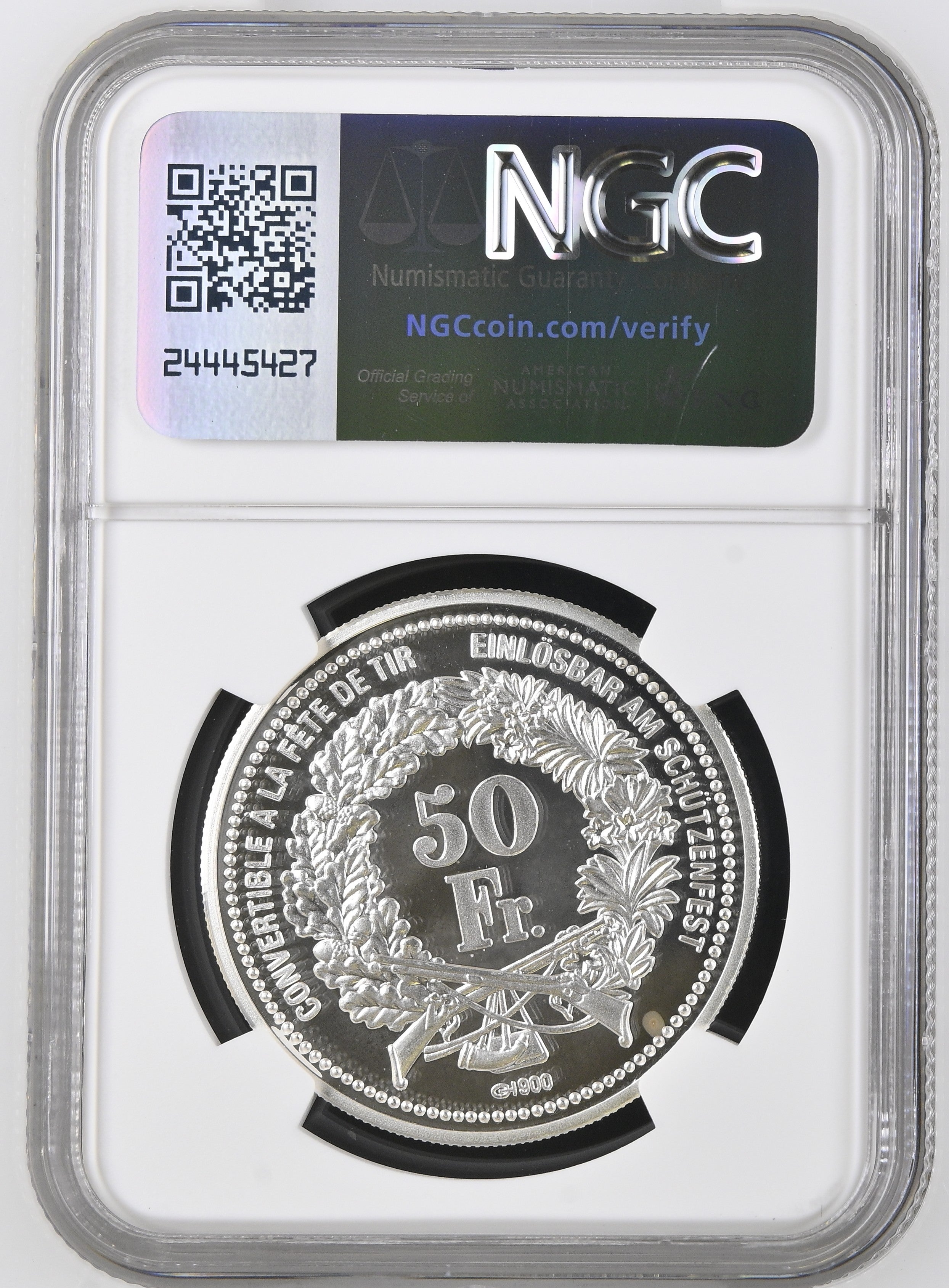 2007年 スイス ルツェルン 射撃祭 50フラン銀貨 NGC PF68 ULTRA CAMEO
