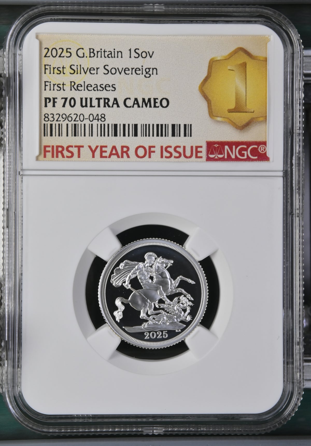 【最高鑑定・Top Pop】2025年 イギリス 1ソブリン銀貨 NGC PF70 ULTRA CAMEO First Year of Issue