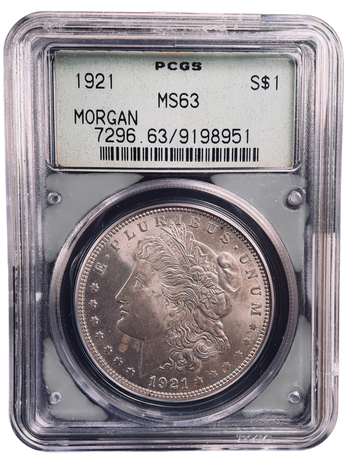 【最終年号・オールドホルダー】1921年 アメリカ モルガンダラー 1ドル銀貨 PCGS MS63