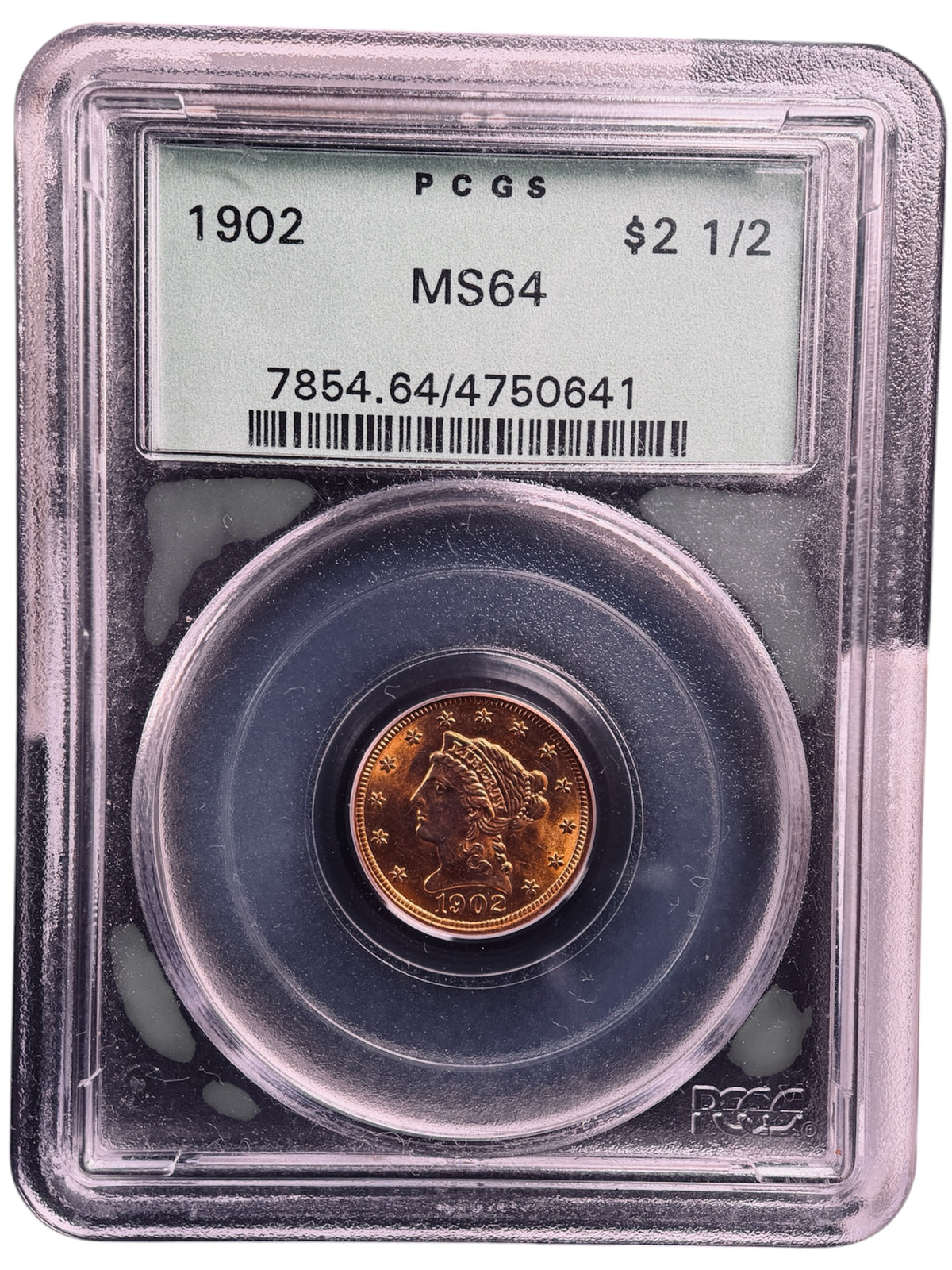 【オールドホルダー】1902年 アメリカ リバティヘッド・インディアン/リバティ・ハーフイーグル金貨 2.5ドル（クォーターイーグル） PCGS MS64