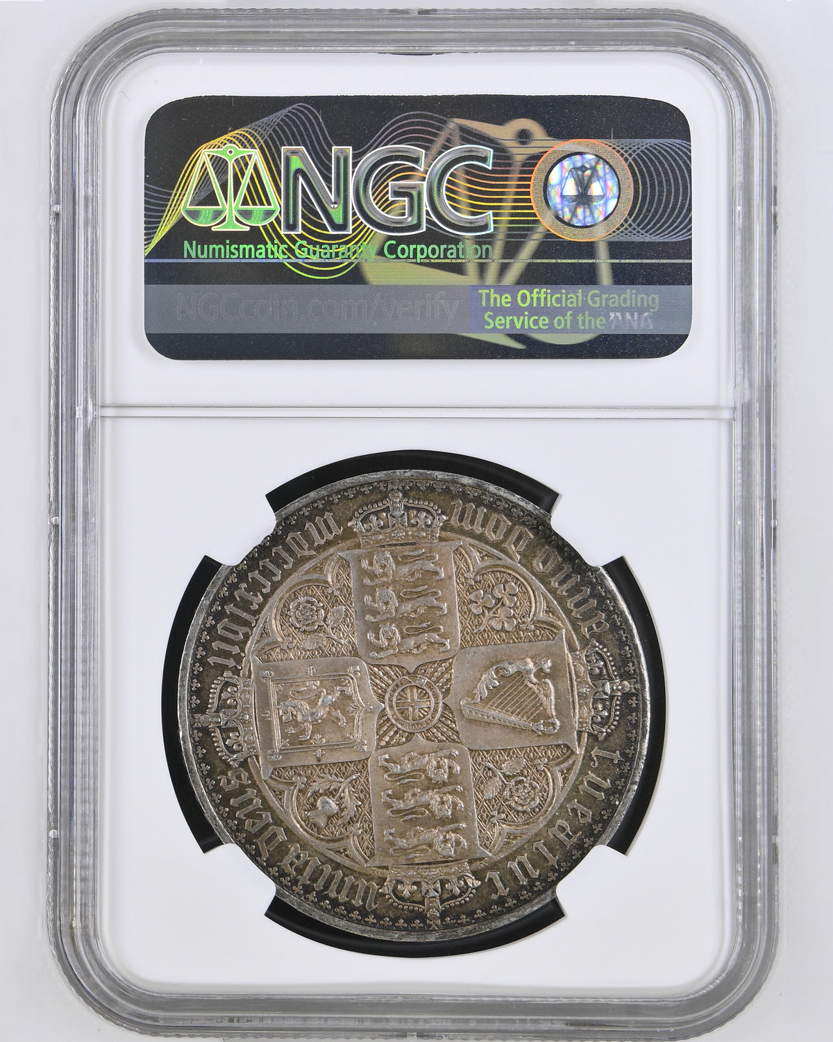 【レインボートーン】1847年 イギリス ヴィクトリア ゴシッククラウン銀貨 アンデシモ PF58